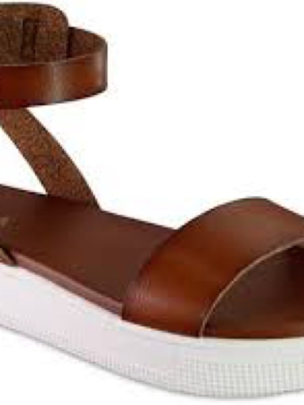 MIA Brown Leather Platform Ankle-Strap Sandal